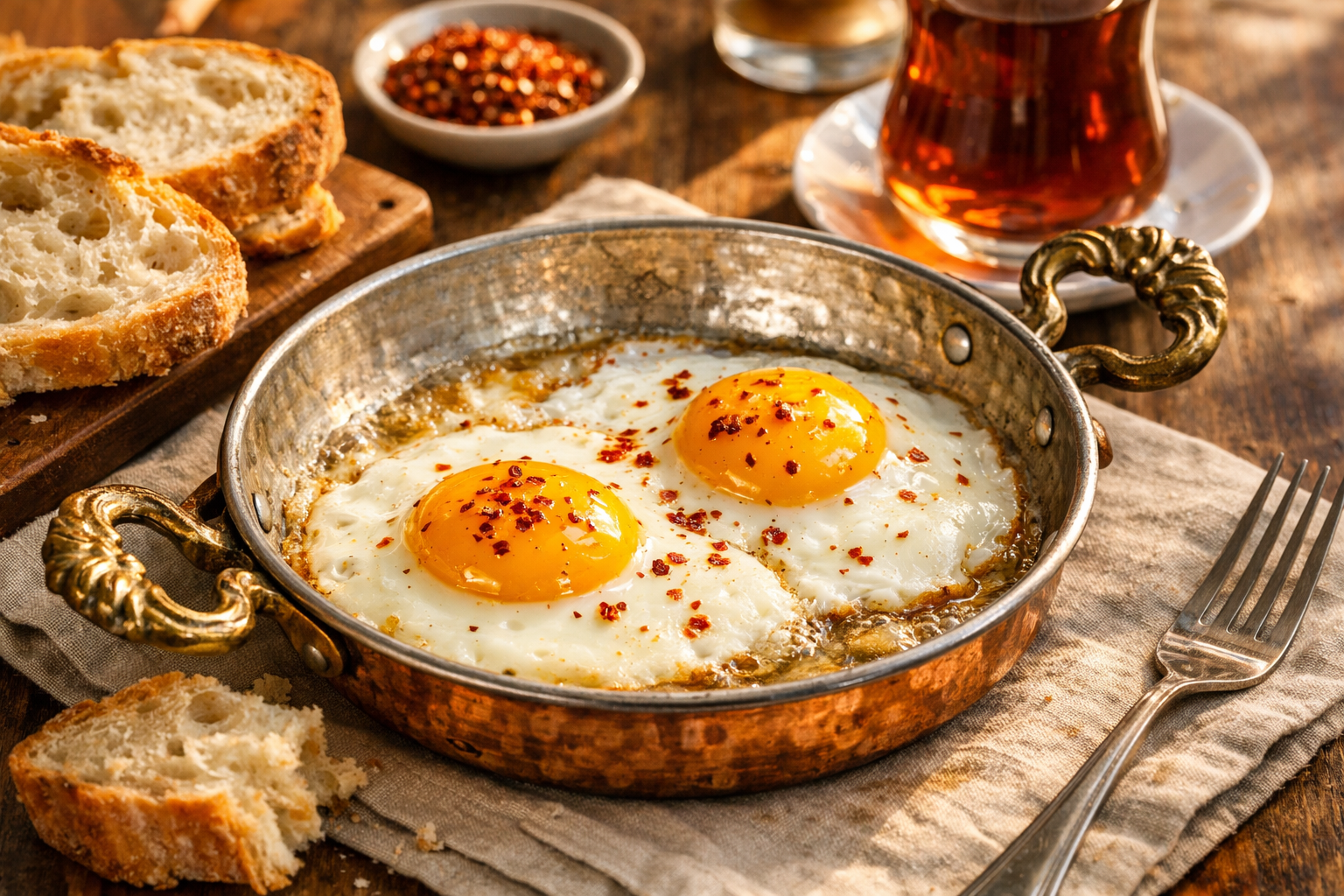 Sahanda yumurta bakir tavada